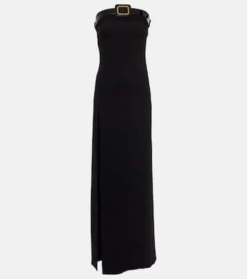 Buckle-detail strapless sablé gown | Tom Ford