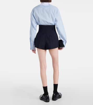 High-rise wool and mohair shorts | Prada