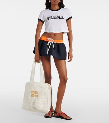 Borsa Medium in crochet con logo | Miu Miu