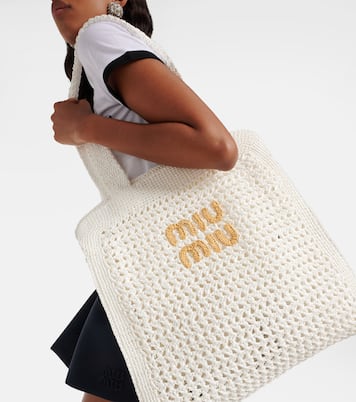 Borsa Medium in crochet con logo | Miu Miu