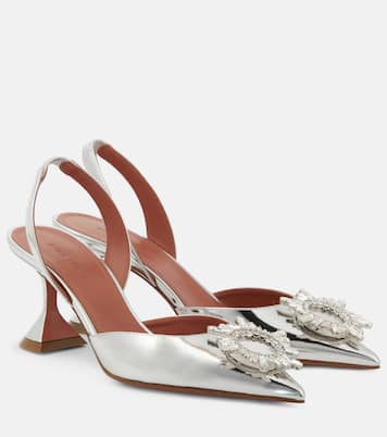 Pumps slingback Begum 70 in pelle metallizzata | Amina Muaddi