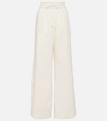 Pantalones anchos de mezcla de algodón de tiro alto | Frame