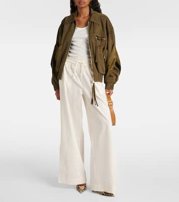 Pantalones anchos de mezcla de algodón de tiro alto | Frame