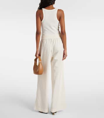 Pantalones anchos de mezcla de algodón de tiro alto | Frame