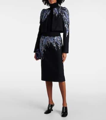 Gonna midi in misto lana con paillettes | Dries Van Noten
