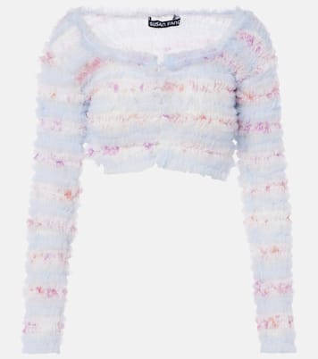 Cardigan cropped in tulle con volant | Susan Fang