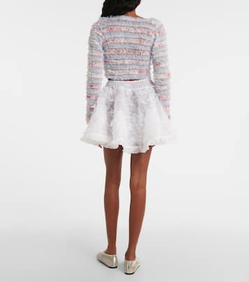 Cardigan cropped in tulle con volant | Susan Fang