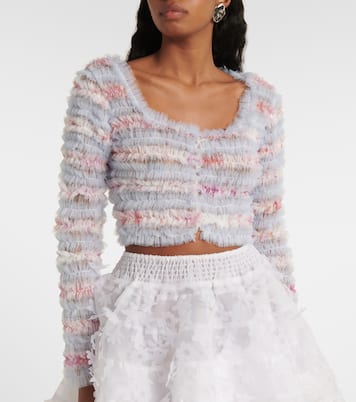 Cardigan cropped in tulle con volant | Susan Fang