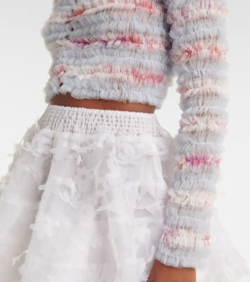 Cardigan cropped in tulle con volant | Susan Fang