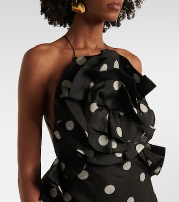 Crush polka-dot ruffled linen and silk gown | Zimmermann