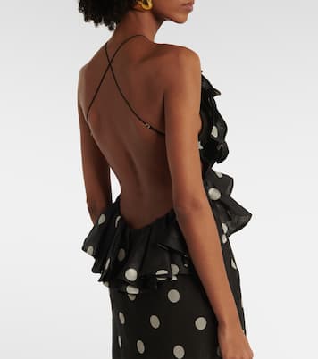 Crush polka-dot ruffled linen and silk gown | Zimmermann