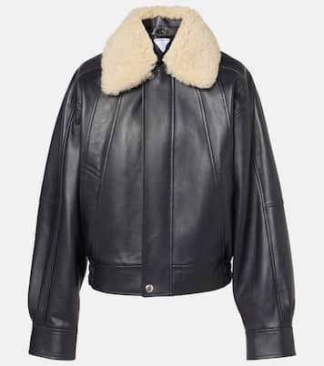 Veste blouson en cuir et shearling | Bottega Veneta