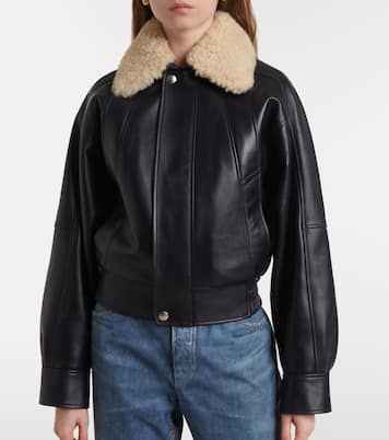 Veste blouson en cuir et shearling | Bottega Veneta
