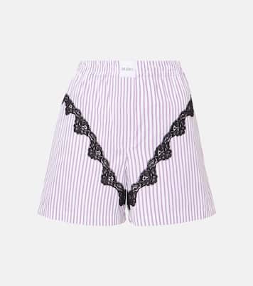 Shorts in cotone a righe con pizzo | The Attico
