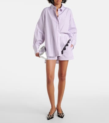 Shorts in cotone a righe con pizzo | The Attico