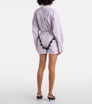 Shorts in cotone a righe con pizzo | The Attico