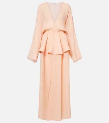 Abito lungo in georgette con peplum | Alaïa