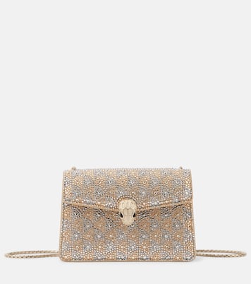 Borsa a tracolla Serpenti Forever Mini in suede con cristalli | Bvlgari