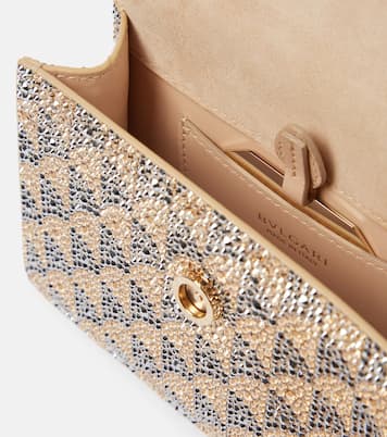 Borsa a tracolla Serpenti Forever Mini in suede con cristalli | Bvlgari