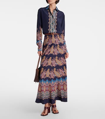 Gonna midi in seta con stampa paisley | Etro