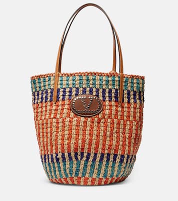 Tote VLogo aus Raffiabast mit Leder | Valentino Garavani