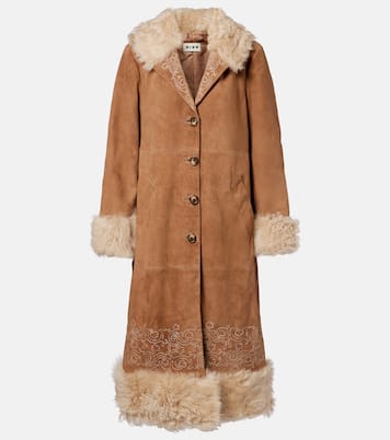 Bestickter Mantel Cienna aus Veloursleder | Rixo