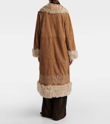 Bestickter Mantel Cienna aus Veloursleder | Rixo