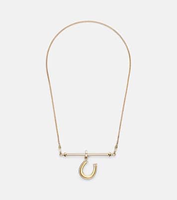 18kt gold and leather pendant necklace with diamonds | Marie Lichtenberg