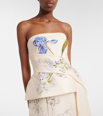 Draped floral silk cocktail dress | Monique Lhuillier