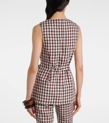 Romeo gingham linen vest  | Posse