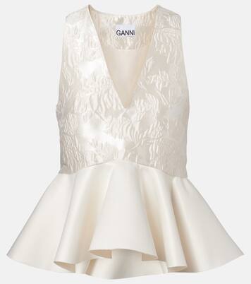 Peplum satin cloqué top | Ganni