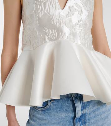 Peplum satin cloqué top | Ganni