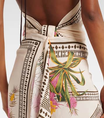 Asymmetric draped printed twill midi skirt | Blumarine