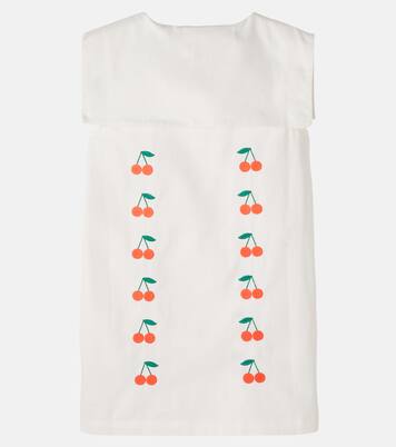 Vestido Cherries de sarga de algodón | Tinycottons