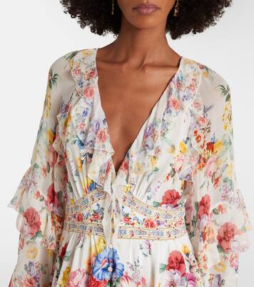 Embellished floral ruffled silk minidress | Camilla