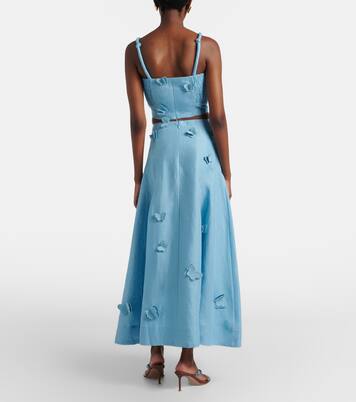Patch-appliqué linen midi skirt | Farm Rio