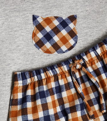 Baby checked cotton top and pants set | Il Gufo