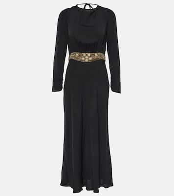 Vestido midi Elena de crepé adornado | Rixo