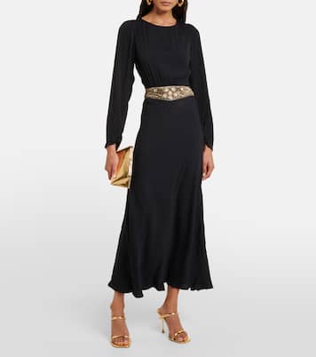 Vestido midi Elena de crepé adornado | Rixo