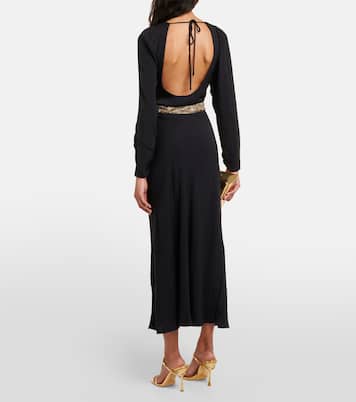 Vestido midi Elena de crepé adornado | Rixo