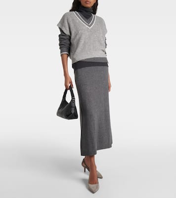 Verzierte Slingback-Pumps aus Veloursleder | Brunello Cucinelli