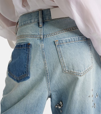 Jeans a gamba larga con cristalli | Xu Zhi
