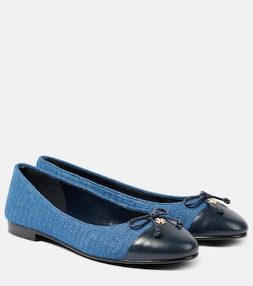 Embellished leather-trimmed ballet flats | Tory Burch
