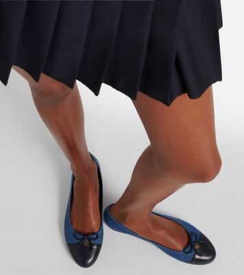 Embellished leather-trimmed ballet flats | Tory Burch