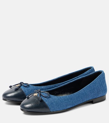 Embellished leather-trimmed ballet flats | Tory Burch