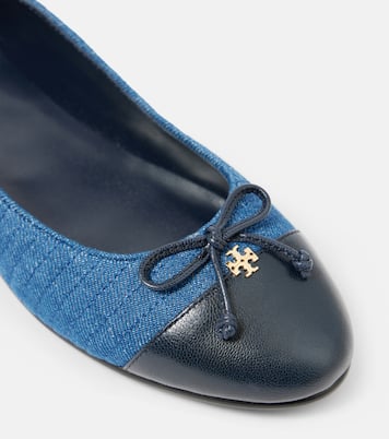 Embellished leather-trimmed ballet flats | Tory Burch