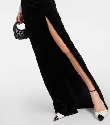 Maxikleid aus Satin und Samt | Alessandra Rich