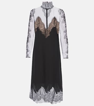 Abito midi in georgette con pizzo | Valentino