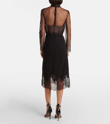 Abito midi in georgette con pizzo | Valentino