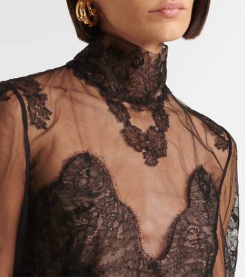 Abito midi in georgette con pizzo | Valentino
